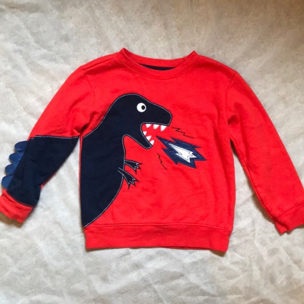365 Kids boy red dinosaur sweater size 6